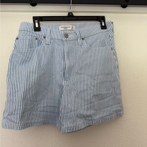 Abercrombie & Fitch Blue and White Striped Jean Shorts